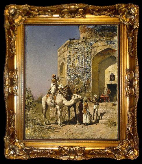 framed  Edwin Lord Weeks Old Blue Tiled Mosque Outside of Delhi India, ta009-2